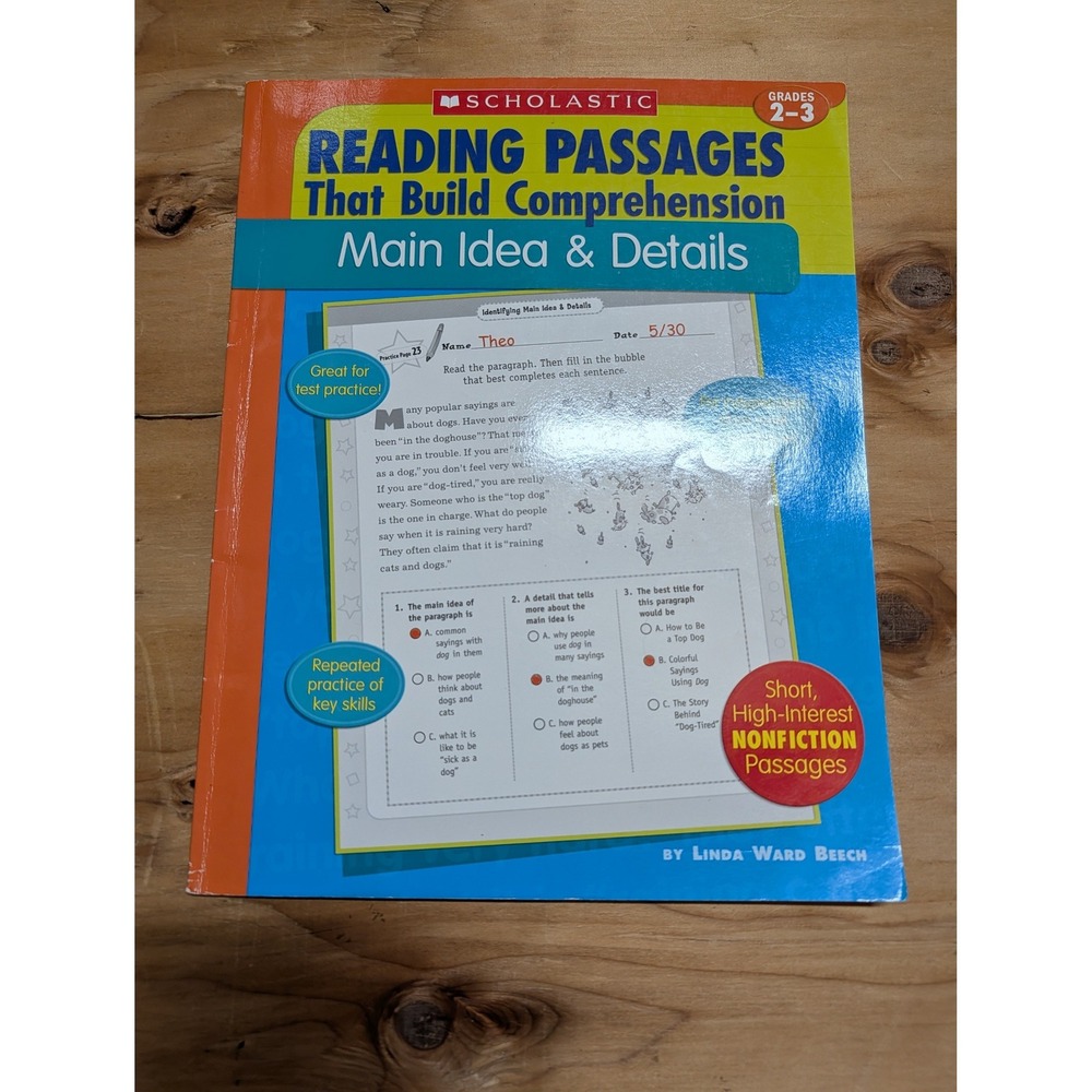 Scholastic Reading Passages Workbook Grades 2-3 Blue Orange Excellent Nonfiction